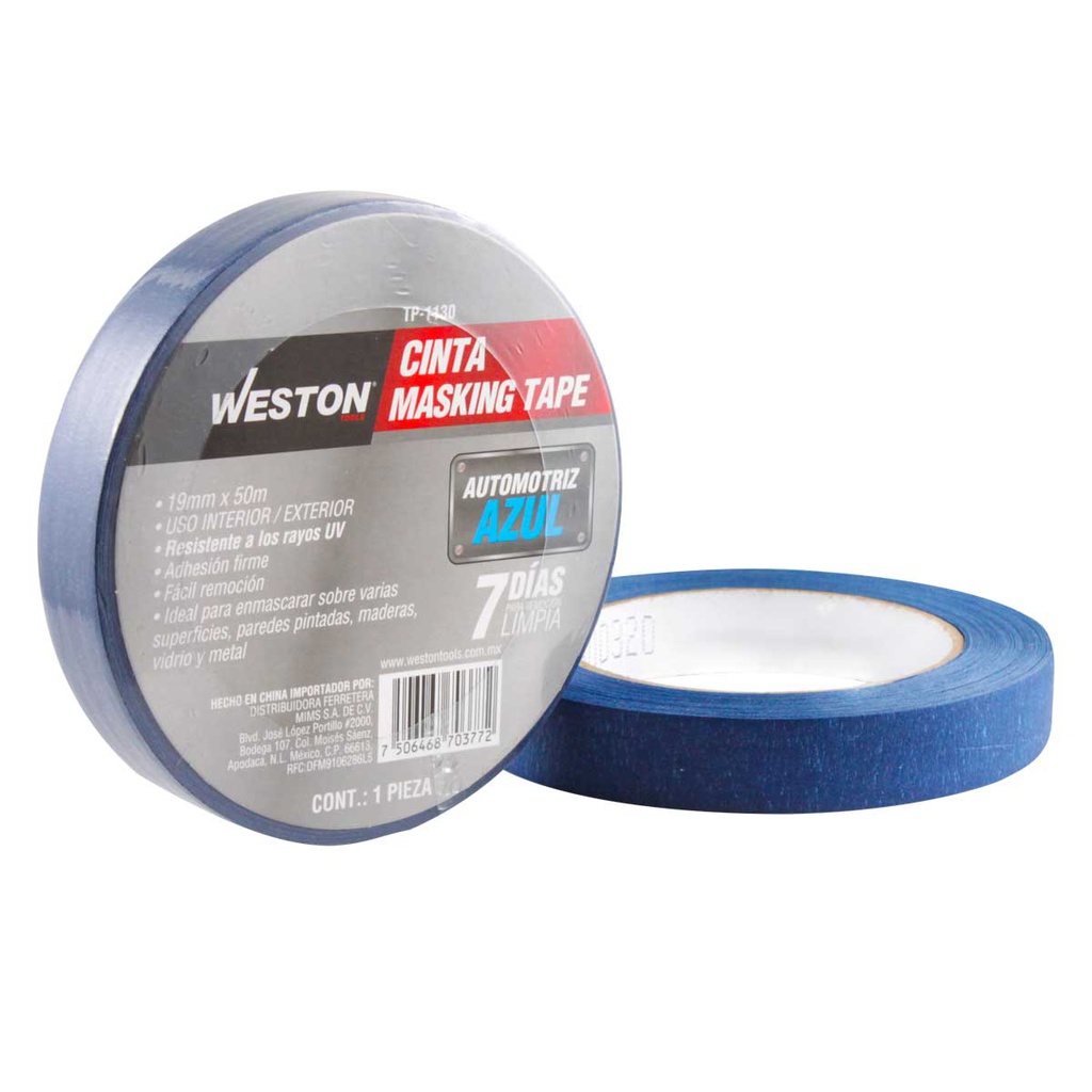 CINTA MASKING TAPE AZUL 7 DÍAS 19MM x 50M