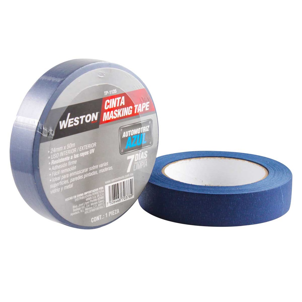 CINTA MASKING TAPE AZUL 7 DÍAS 24MM x 50M