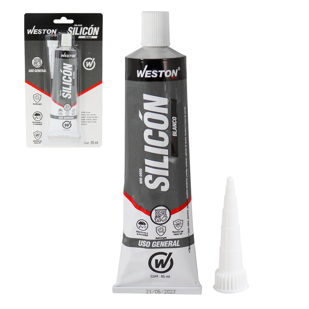 SILICON BLANCO USO GENERAL TUBO 85ml (Precio x Caja - Caja C/12 pzs)