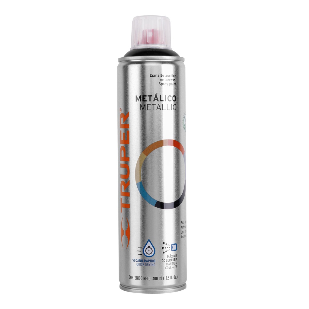 Pintura en aerosol, negro metalico, bote esbelto, 400 ml