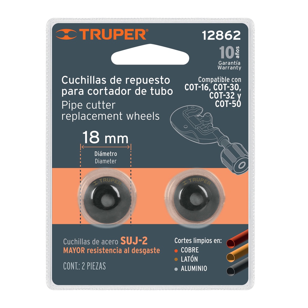 Blister con 2 cuchillas para cortadores de tubo COT-16-50