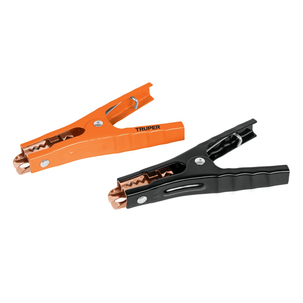Blister con 2 caimanes para cables pasa corriente, Truper