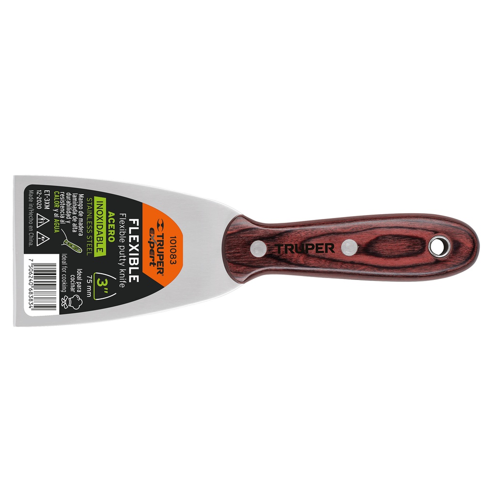 Espatula 3' acero inoxidable con mango de madera, Expert