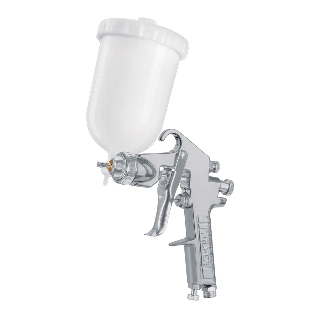 Pistola p/pintar gravedad LVMP vaso plastico, 1.7 mm, Truper