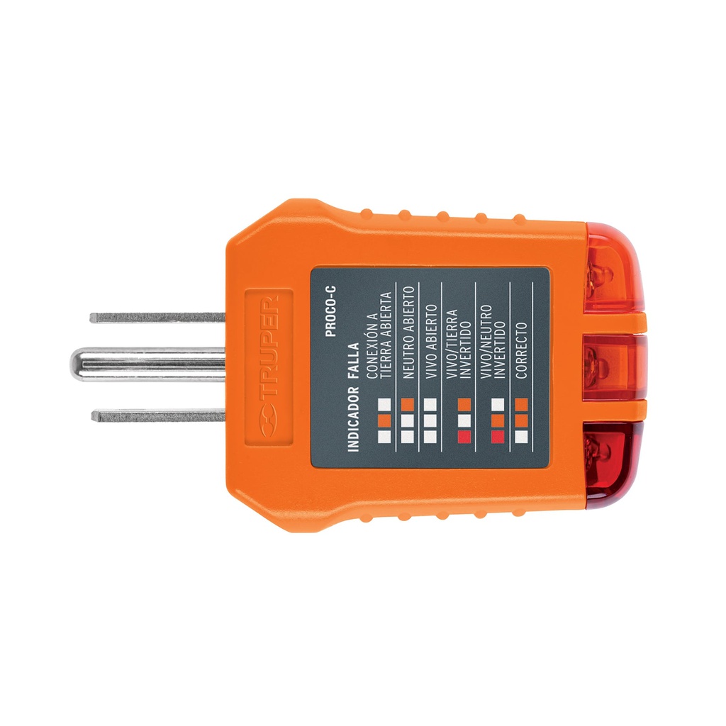 Probador de tomacorriente, corriente alterna, Truper