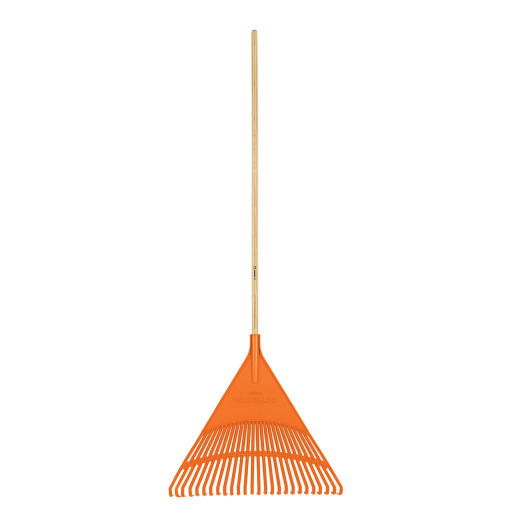 Escoba plastica para jardin, rigida, 26 dientes, mango 48'