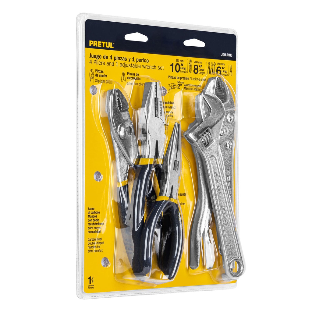 Juego de 4 pinzas y 1 llave ajustable, Pretul