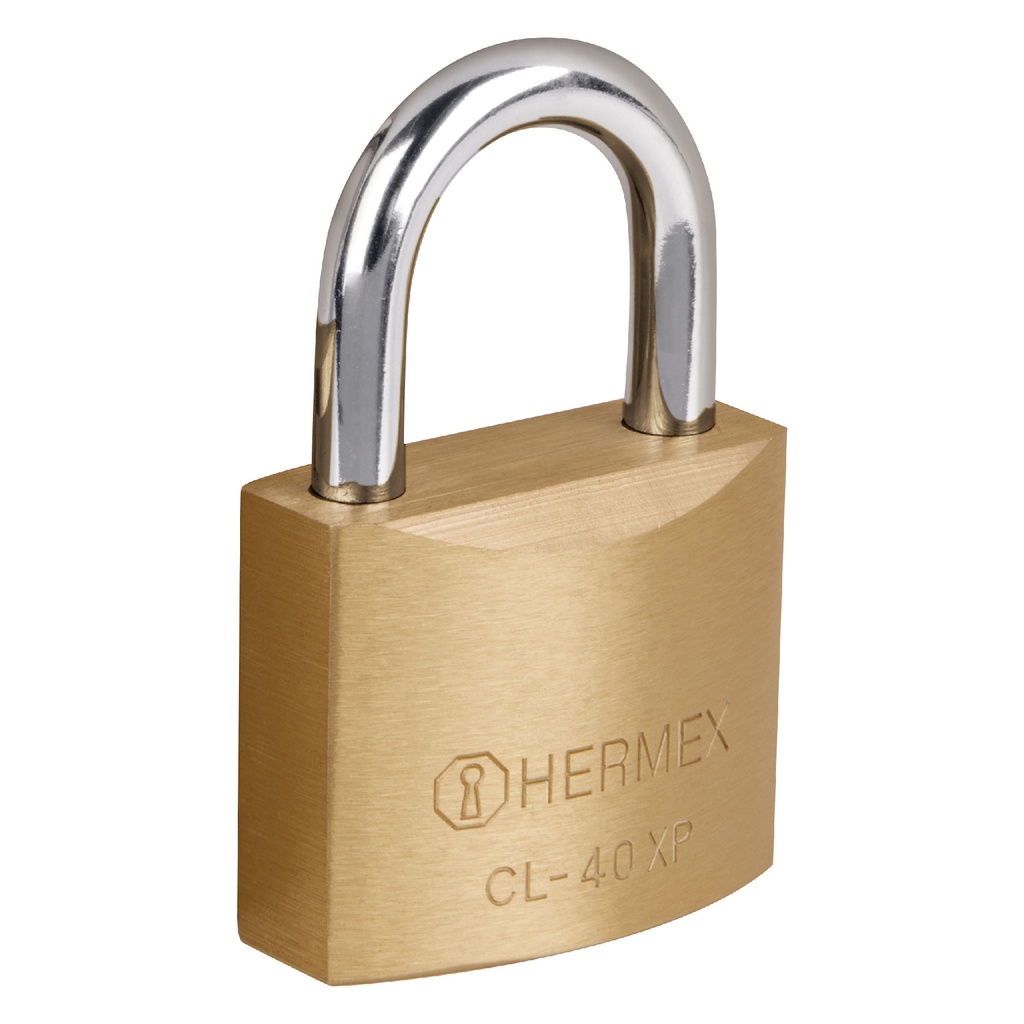 Candado de laton 40 mm llave tetra en blister, Hermex Basic