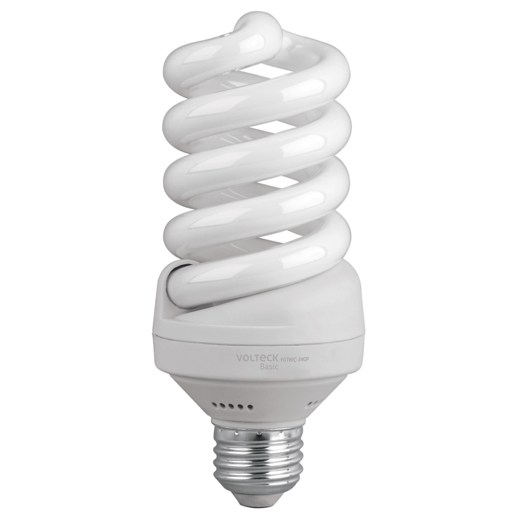 Lampara espiral T4 24 W luz calida en caja, Volteck