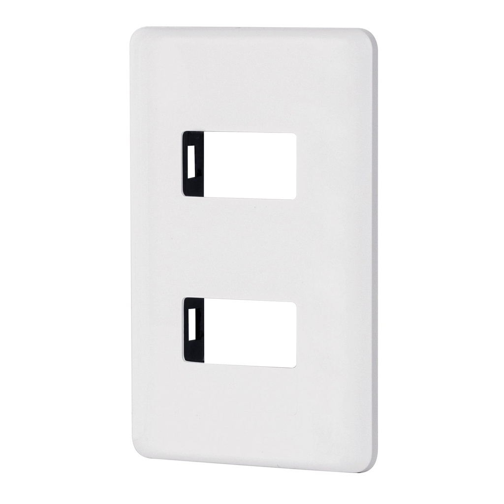 Placa 2 modulos de ABS, blanca, Volteck Basic