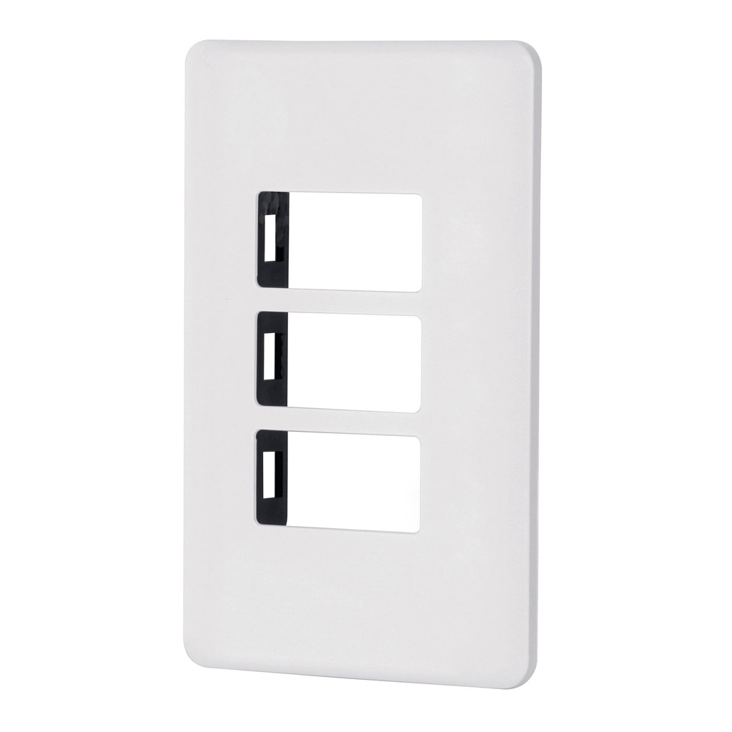 Placa 3 modulos de ABS, blanca, Volteck Basic