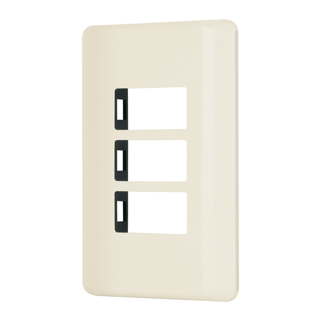 Placa 3 modulos, marfil, linea Volteck Basic