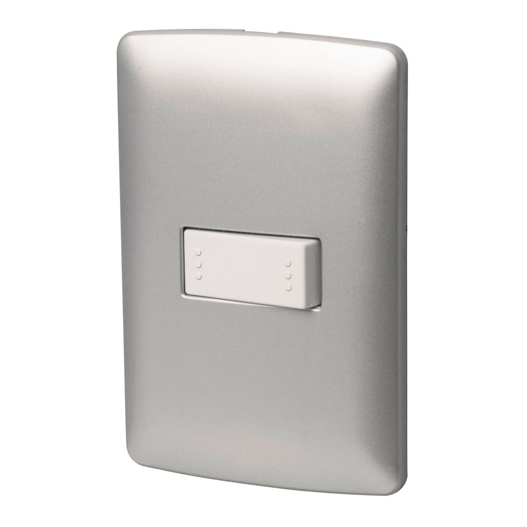 Placa armada 1 interruptor escalera plata, linea Italiana