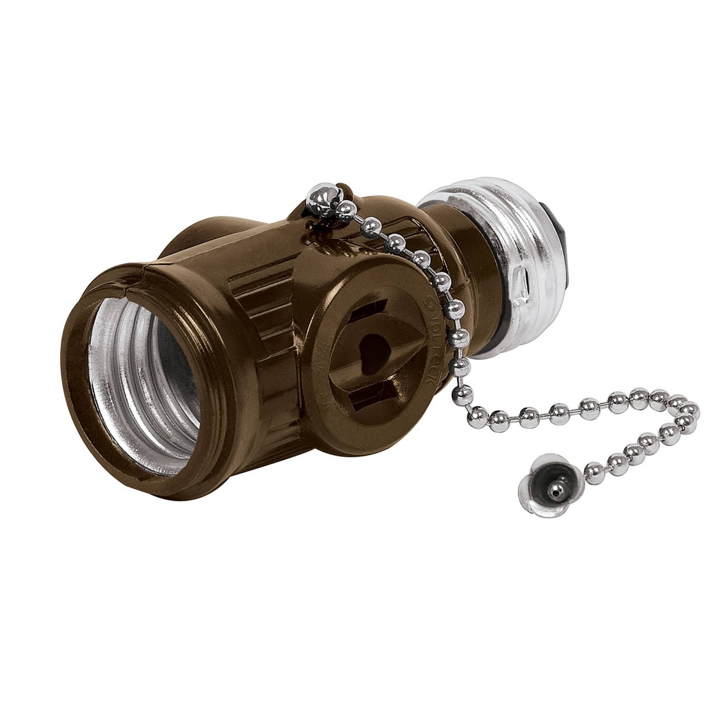 Portalampara de baquelita, cadena y doble contacto, Volteck