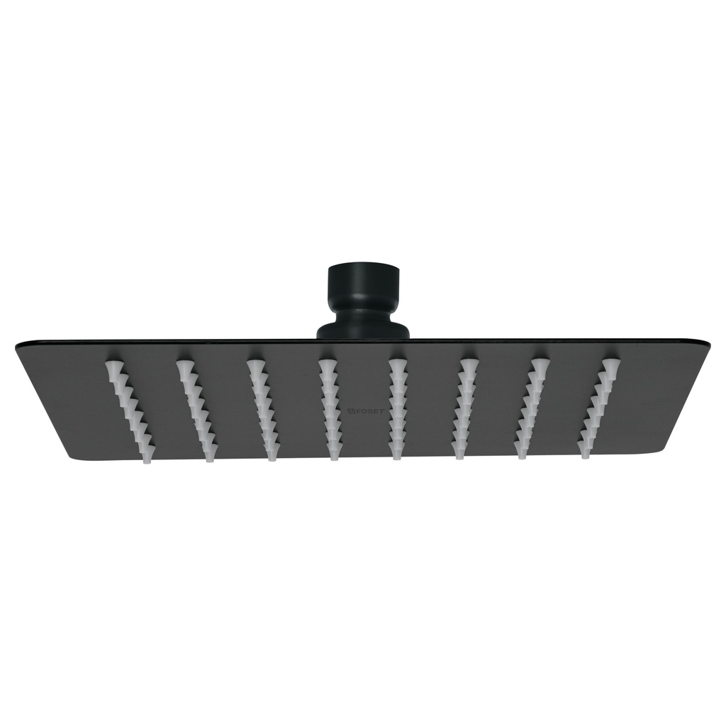 Regadera cuadrada 8', acero inox, sin brazo, negro, Tubig