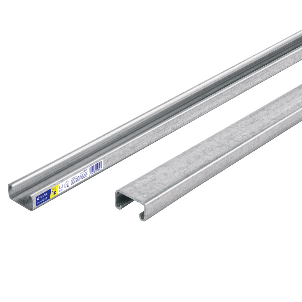 Perfil unicanal solido de 3 m, 4 x 2 cm, calibre 16, Volteck