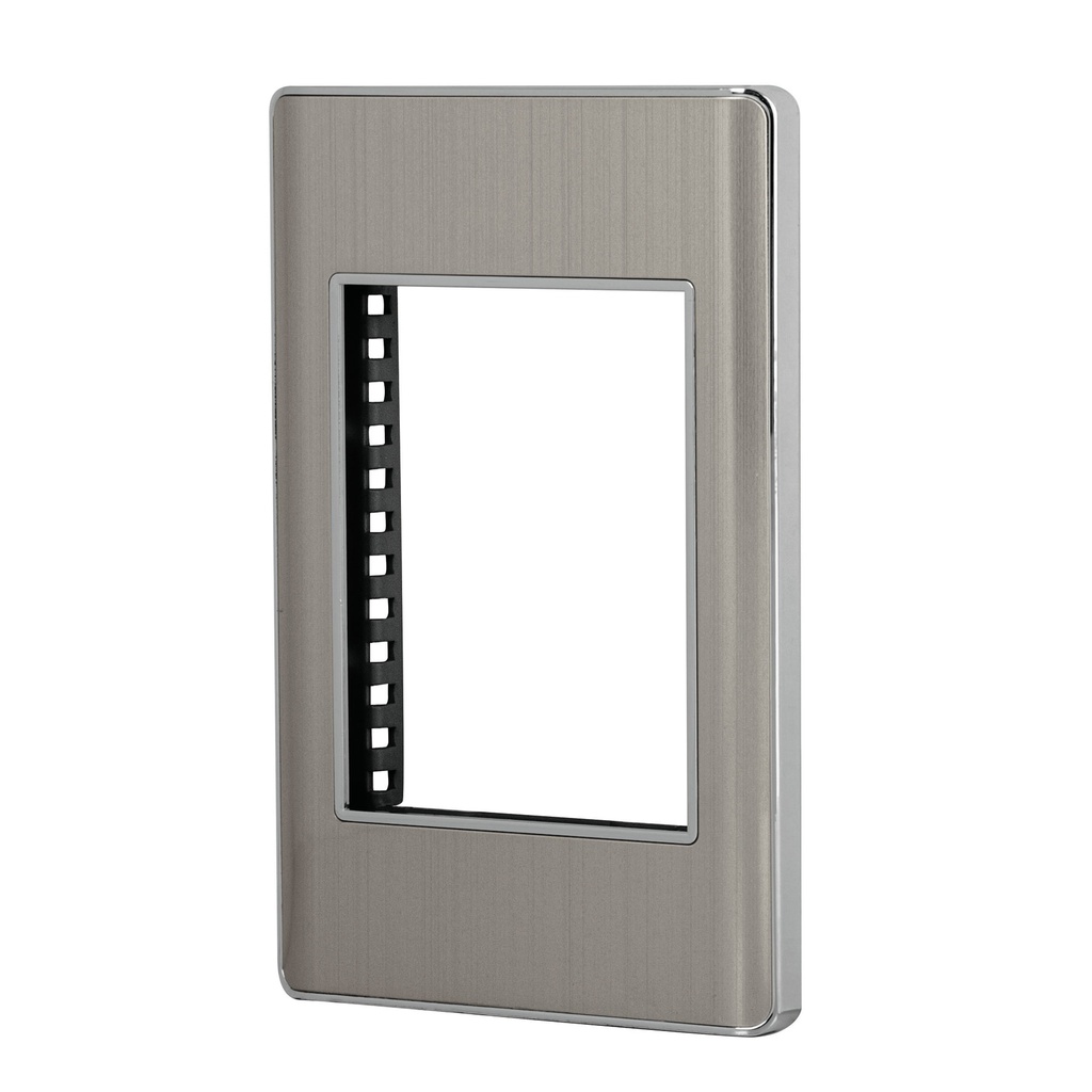 Placa de acero inox con 1 ventana 3 modulos, linea Lisboa