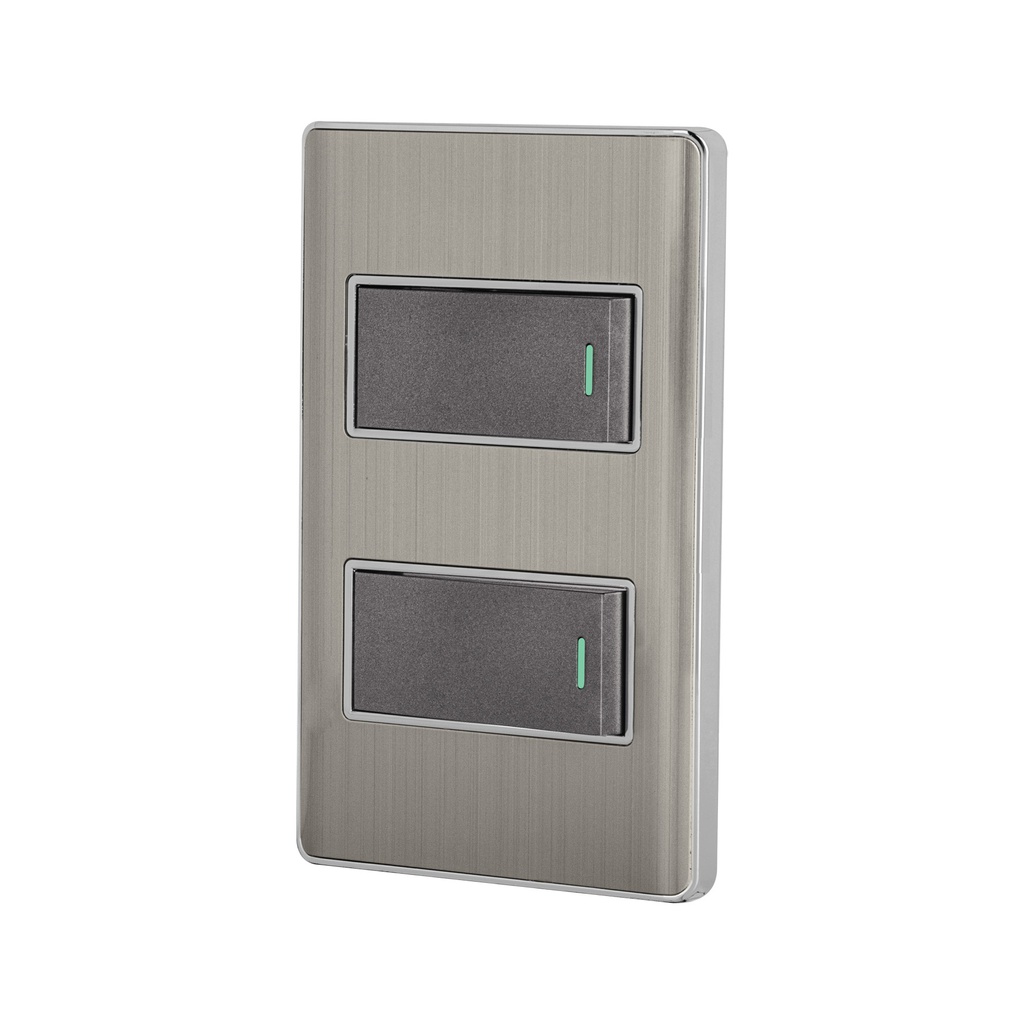 Placa armada acero inox con 2 interruptores 1 modulo, Lisboa