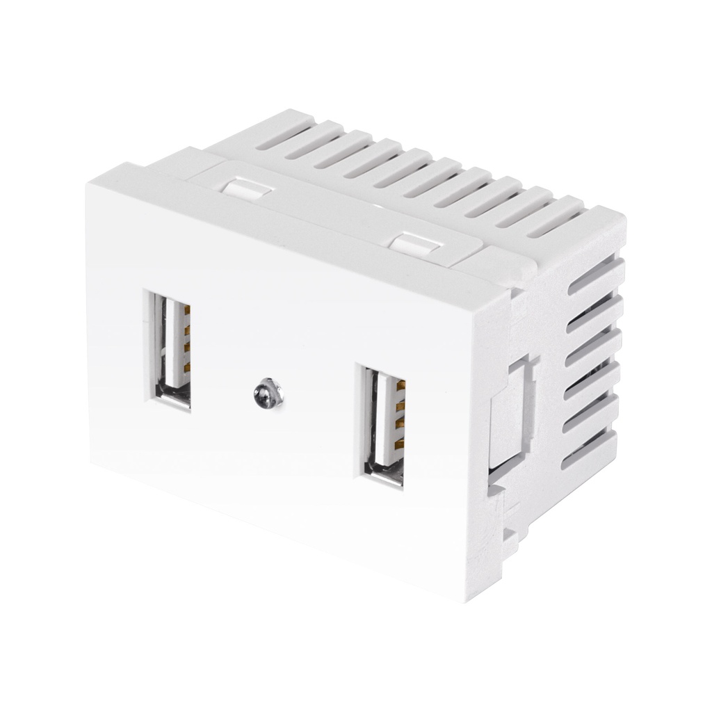 Toma con 2 puertos USB blanco de 1.5 modulos, linea Lisboa