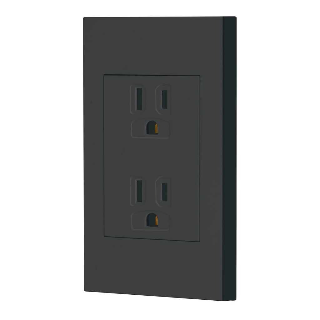 Placa armada contacto duplex, 3 modulos, Española, negro
