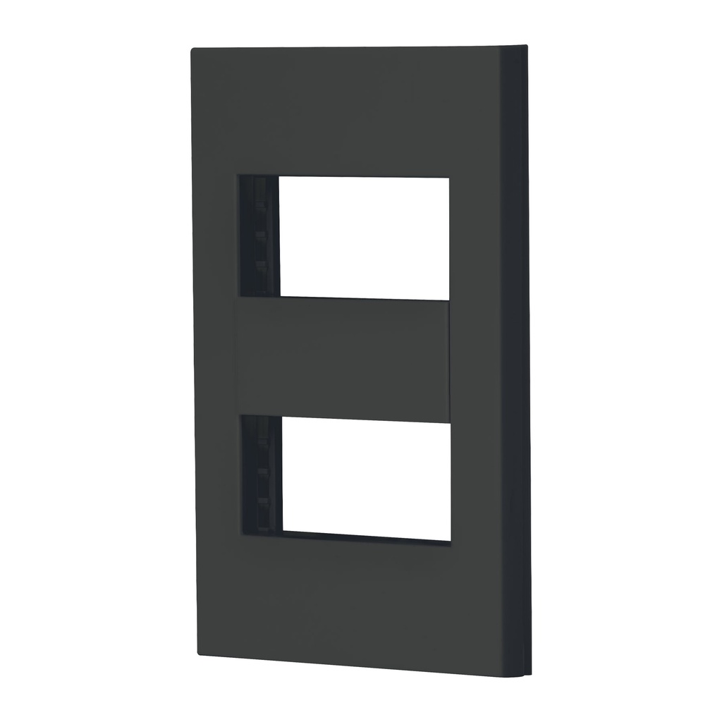 Placa 2 ventanas, 1 modulo, linea Española, color negro