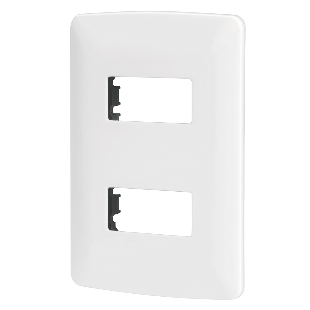 Placa 2 modulos de ABS, linea Italiana, color blanco