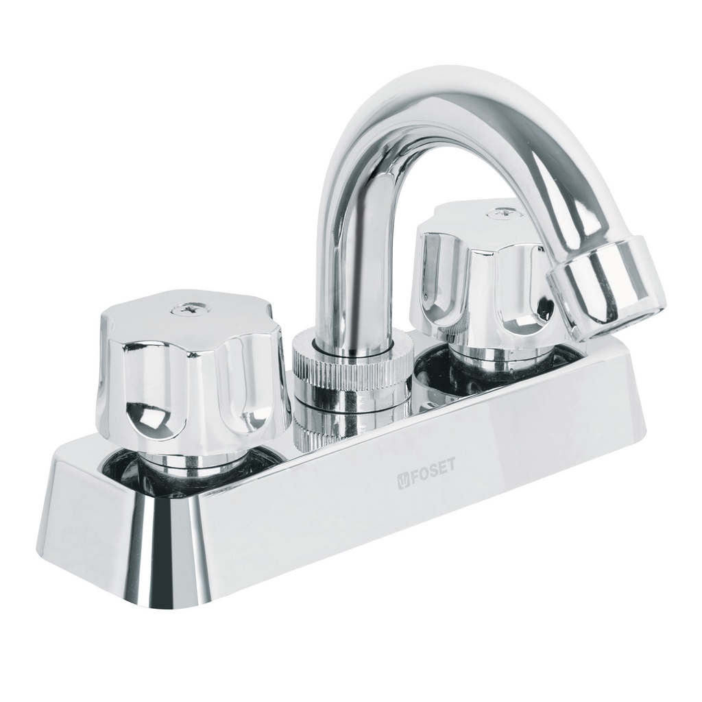 Mezcladora plastica 4' para lavabo, cuello curvo, hex Basic