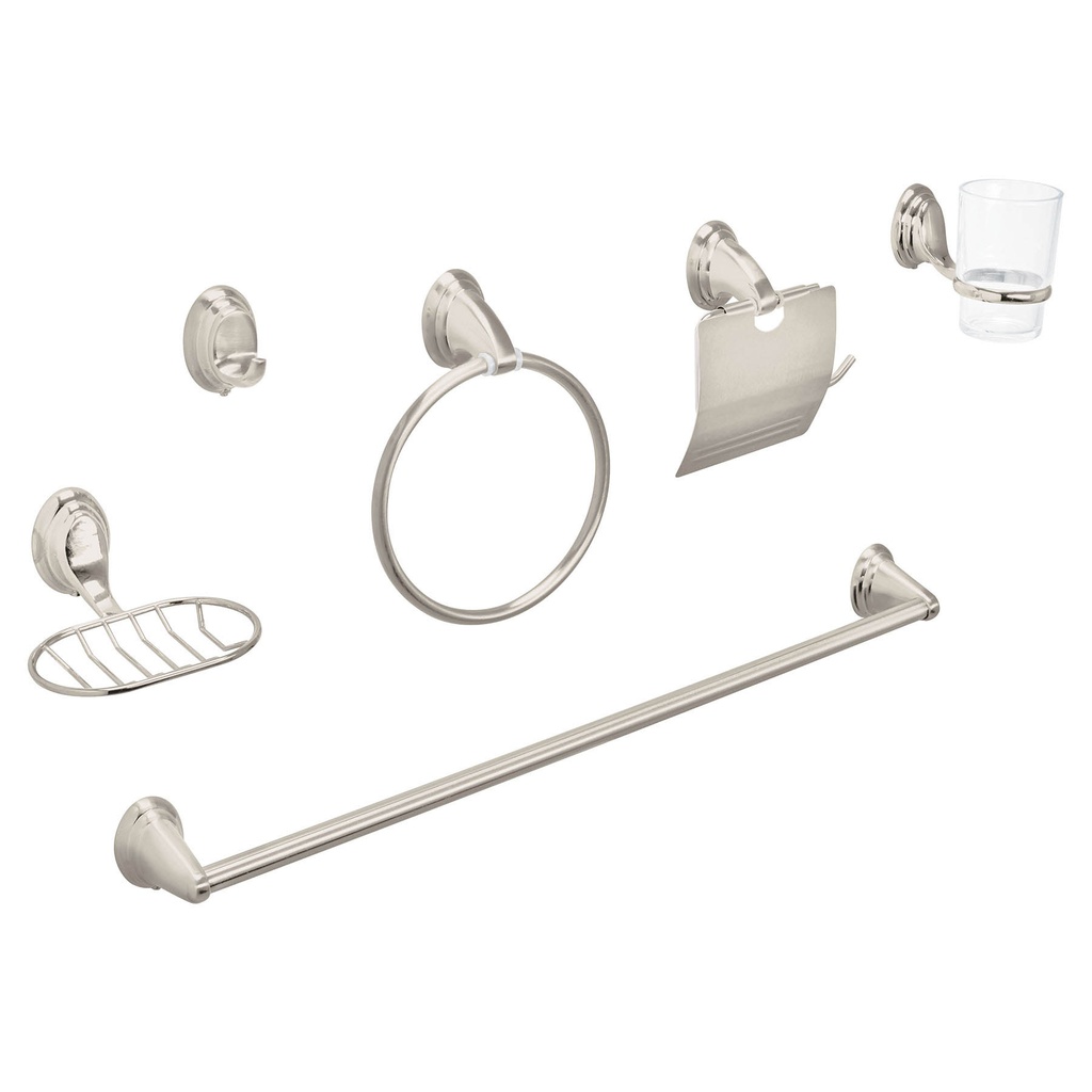 Juego de 6 accesorios p/baño satin chapeton ovalado, Aqua