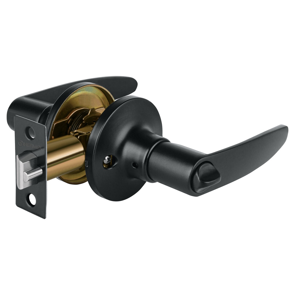 Cerradura manija 'Turin' p/recamara, negro, cilindro laton