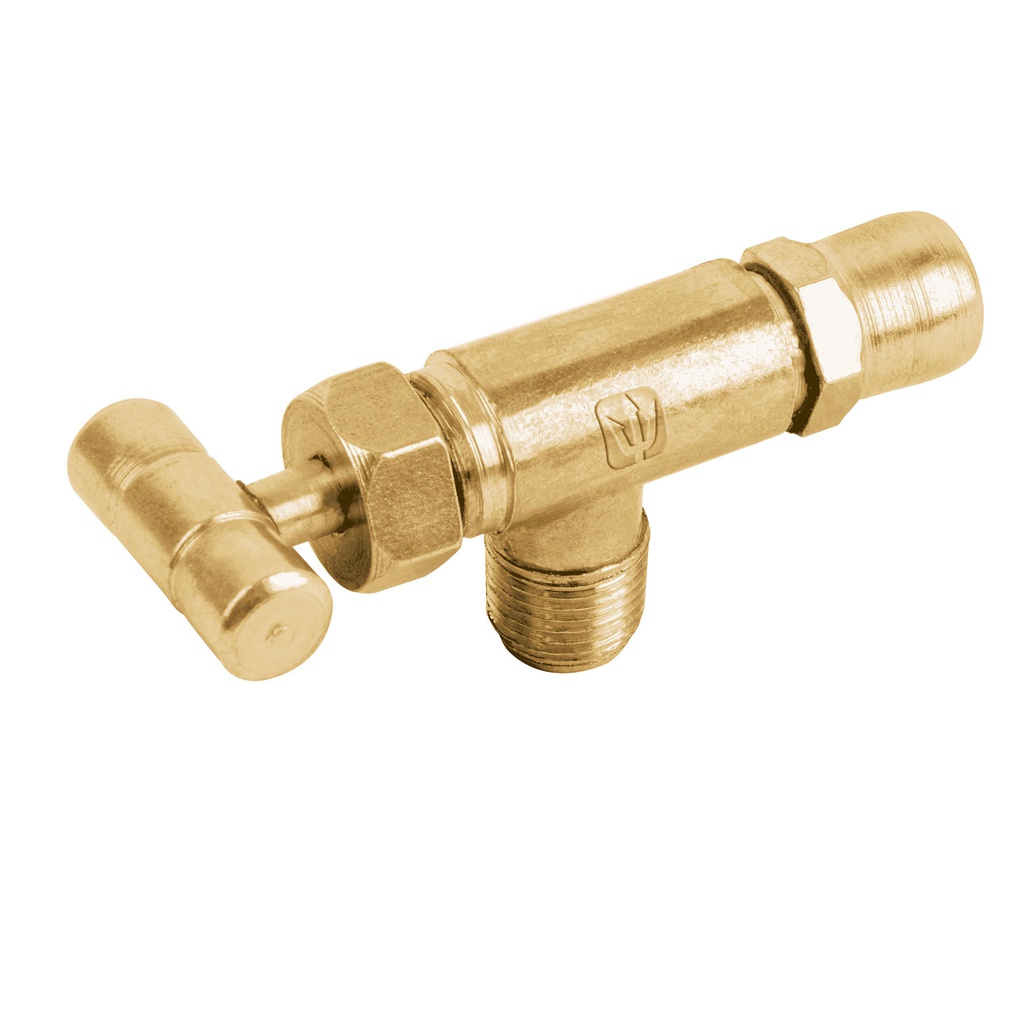 Valvula horizontal de laton 1/8' para gas LP, con maneral
