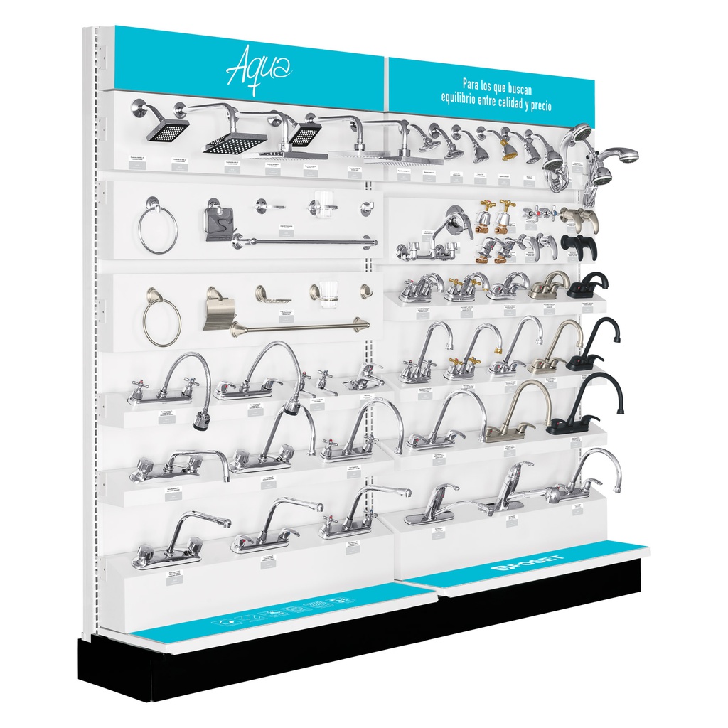 Exhibidor tipo gondola, Foset Aqua
