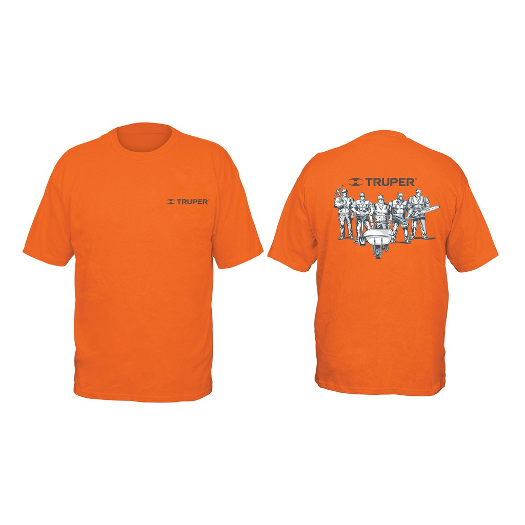 Playera cuello redondo para hombre, naranja, G, Truper