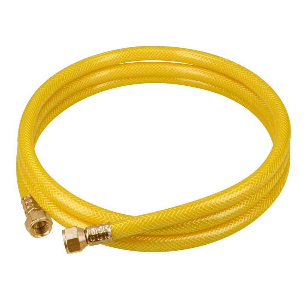 Manguera para gas, PVC amarilla, 3/8'x2 m, c/conexion, Foset