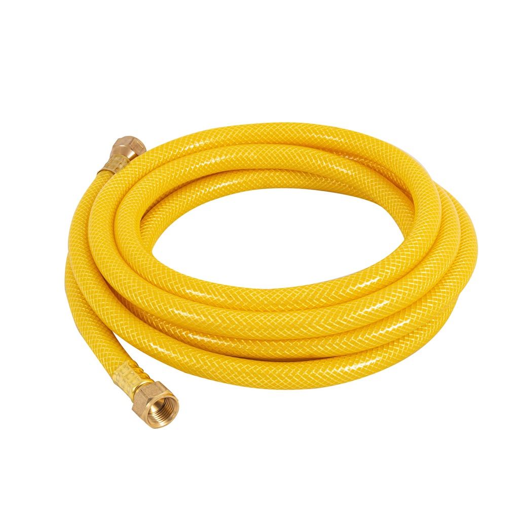 Manguera para gas, PVC amarilla, 3/8'x3 m, c/conexion, Foset