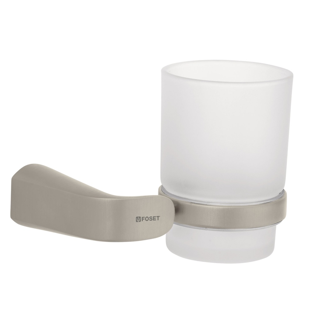 Portavaso cepillero satin con vaso de vidrio, Foset Riviera