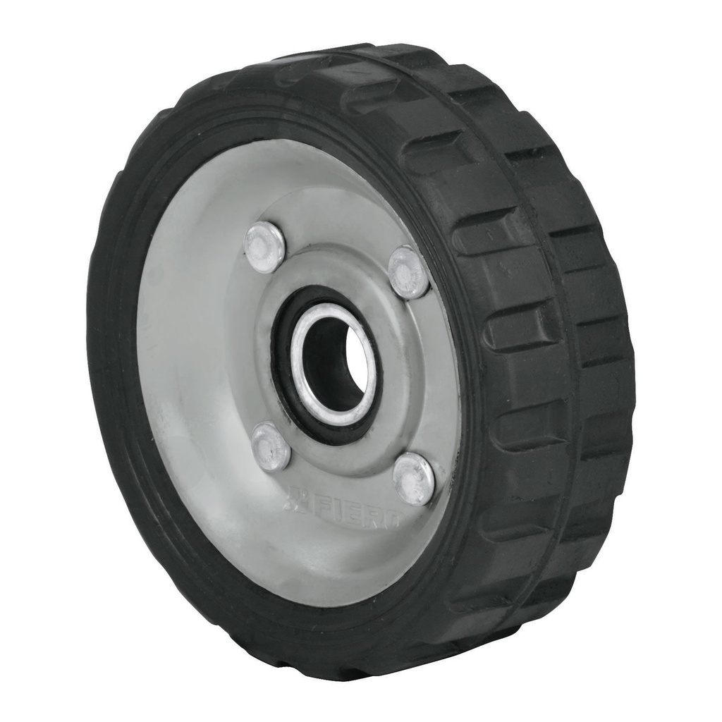 Rueda de hule solido 4-1/2' para diablo, un balero, Pretul