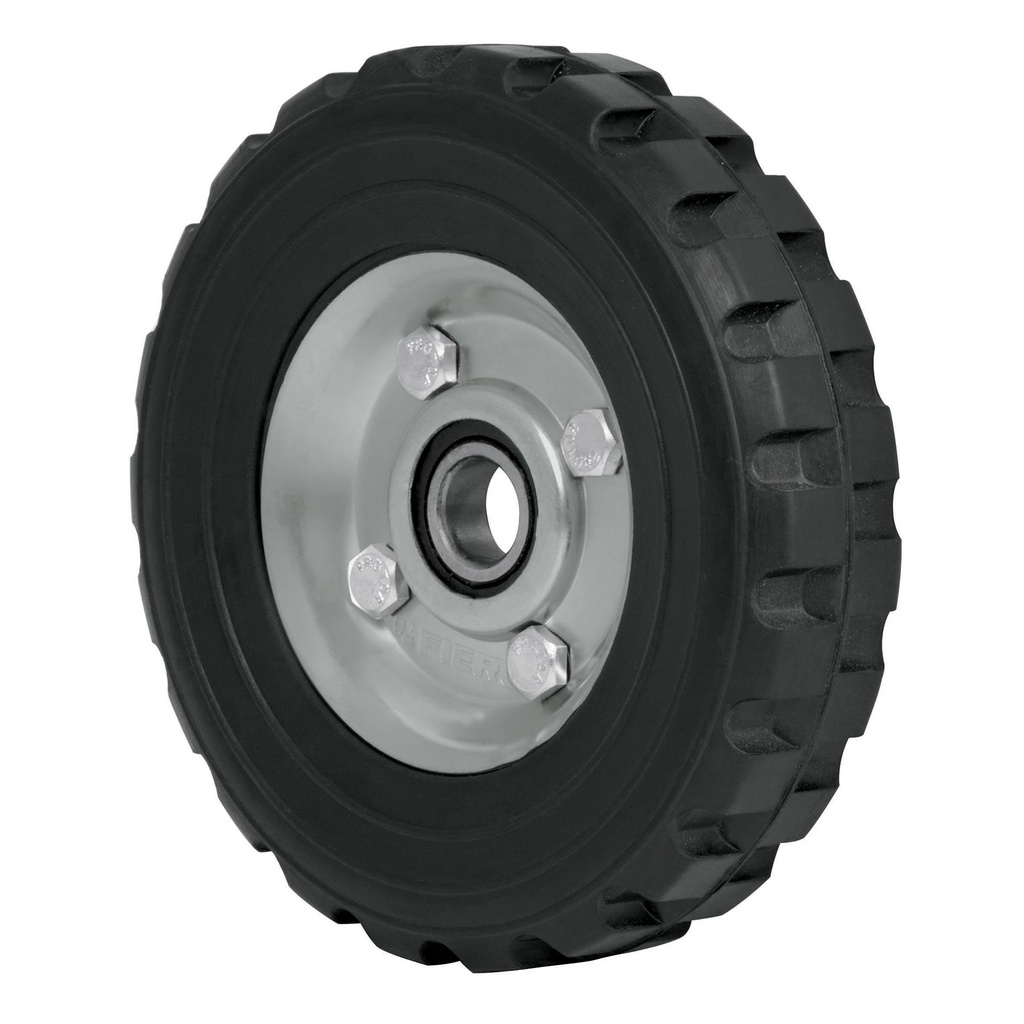 Rueda de hule solido 6' para diablo, un balero, Pretul