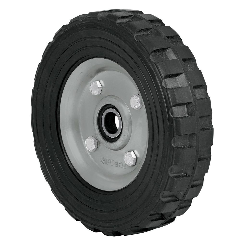 Rueda de hule solido 7' para diablo, un balero, Pretul