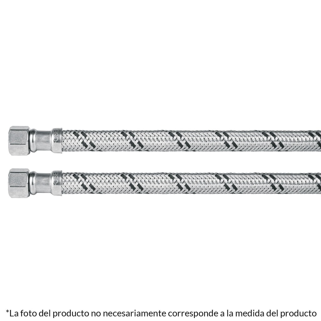 Manguera lavabo/fregadero, acero inox, 1/2' x 3/8', 30 cm