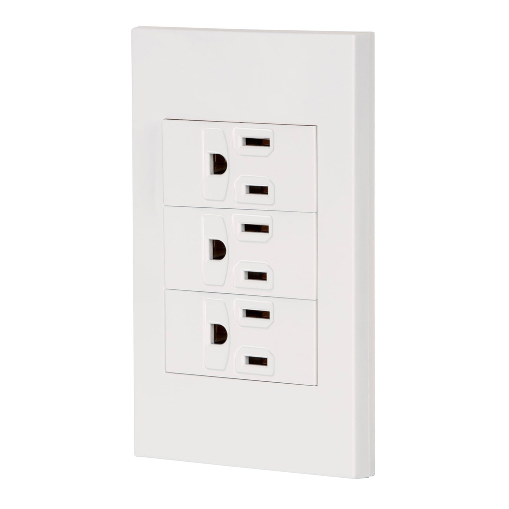 Placa armada 3 contactos, 1 modulo, Española, blanco