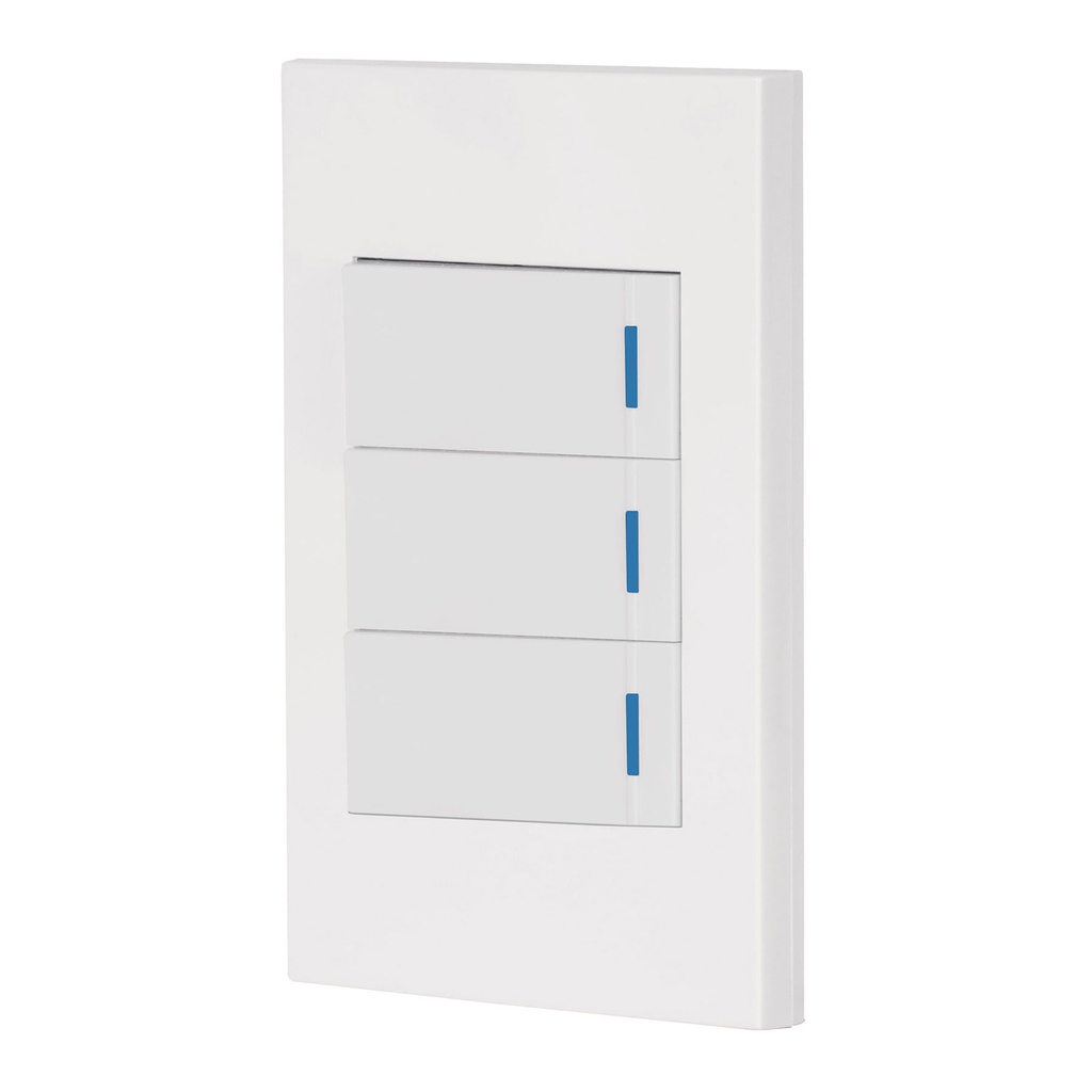 Placa armada 3 interruptores 1de 3vias,1 mod,Española,blanco