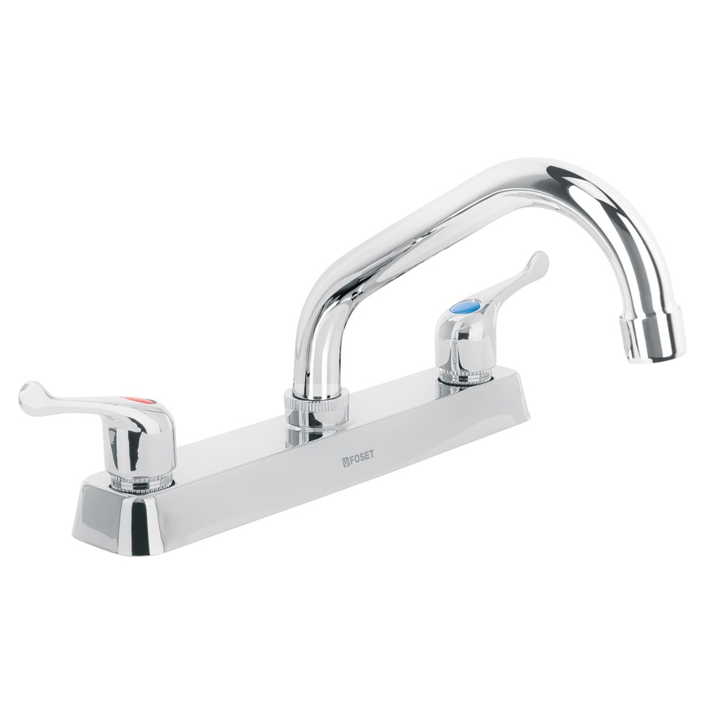 Mezcladora 8' p/fregadero, cuello corto, manerales palanca