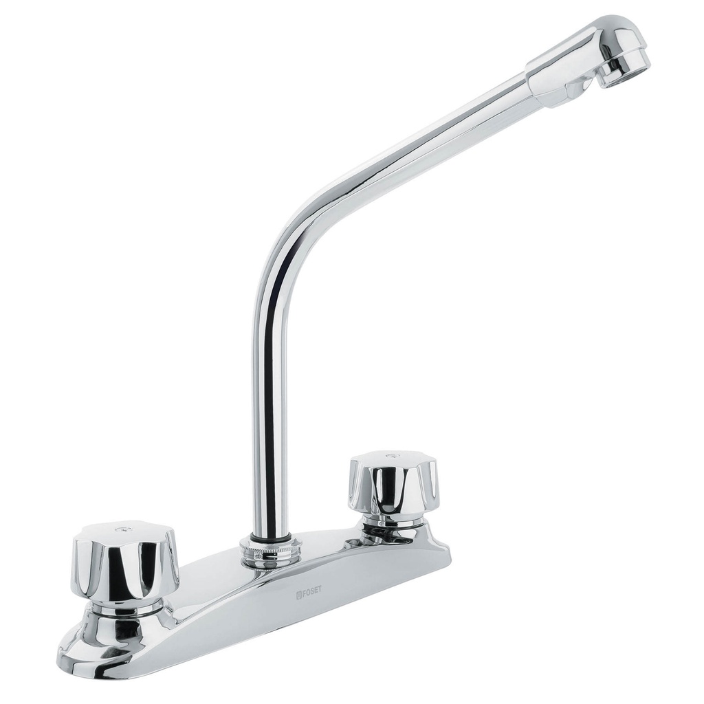  Mezcladora inox 8' p/fregadero, cuello cobra, hex Aqua