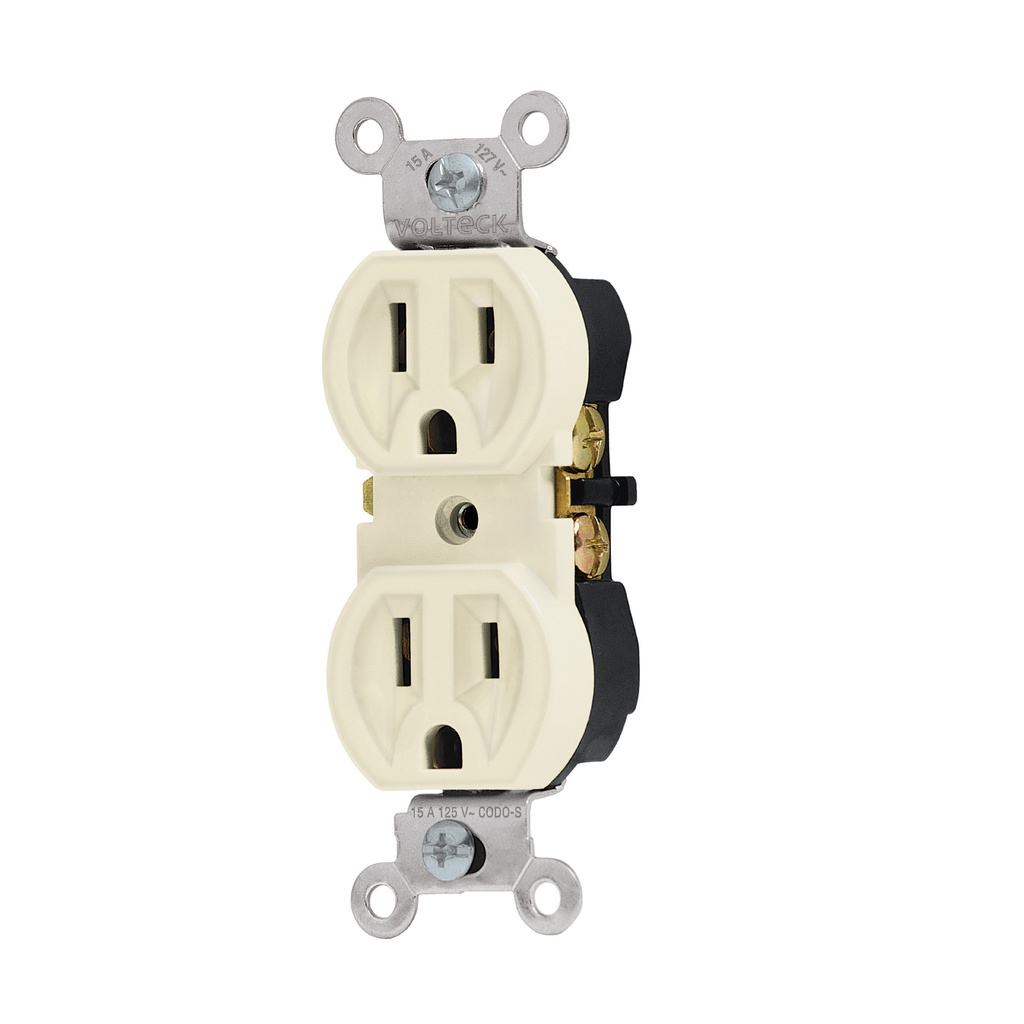 Contacto duplex, 2 polos 3 hilos, Standard, marfil, Volteck