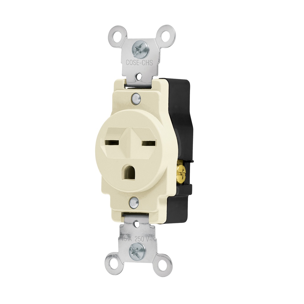 Contacto sencillo, cara de chino,  Standard, marfil, Volteck