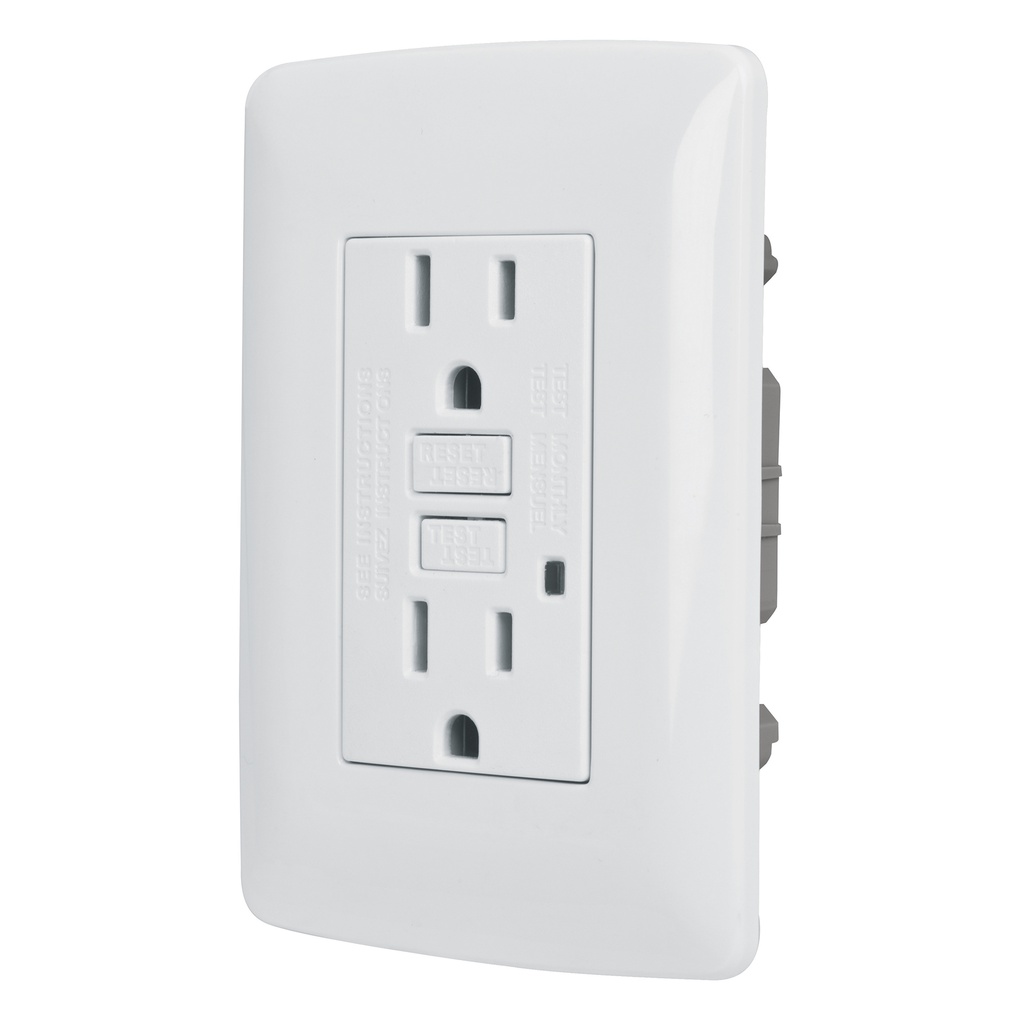 Contacto duplex falla a tierra GFCI, blanco, linea Italiana