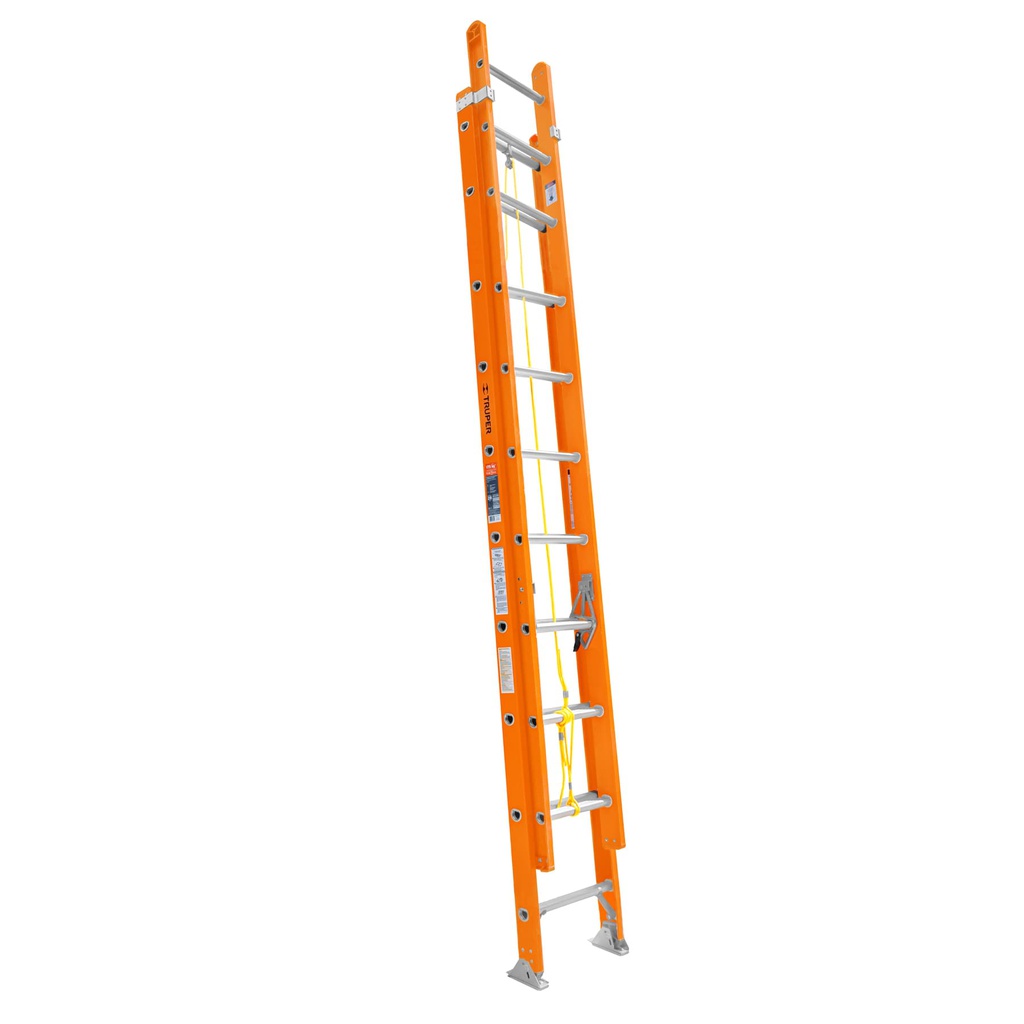 Escalera de extension, tipo II, 20 peldaños, fibra de vidrio