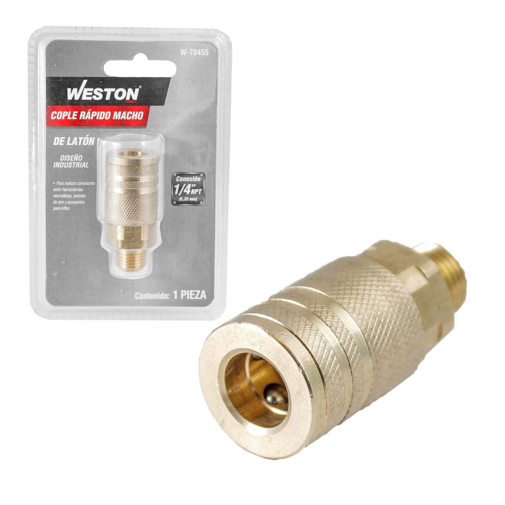 COPLE DE LATON MACHO 1/4'' NPT INDUSTRIAL