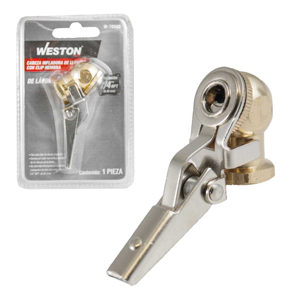 INFLADOR DE LATON CON CLIP HEMBRA 1/4'' NPT