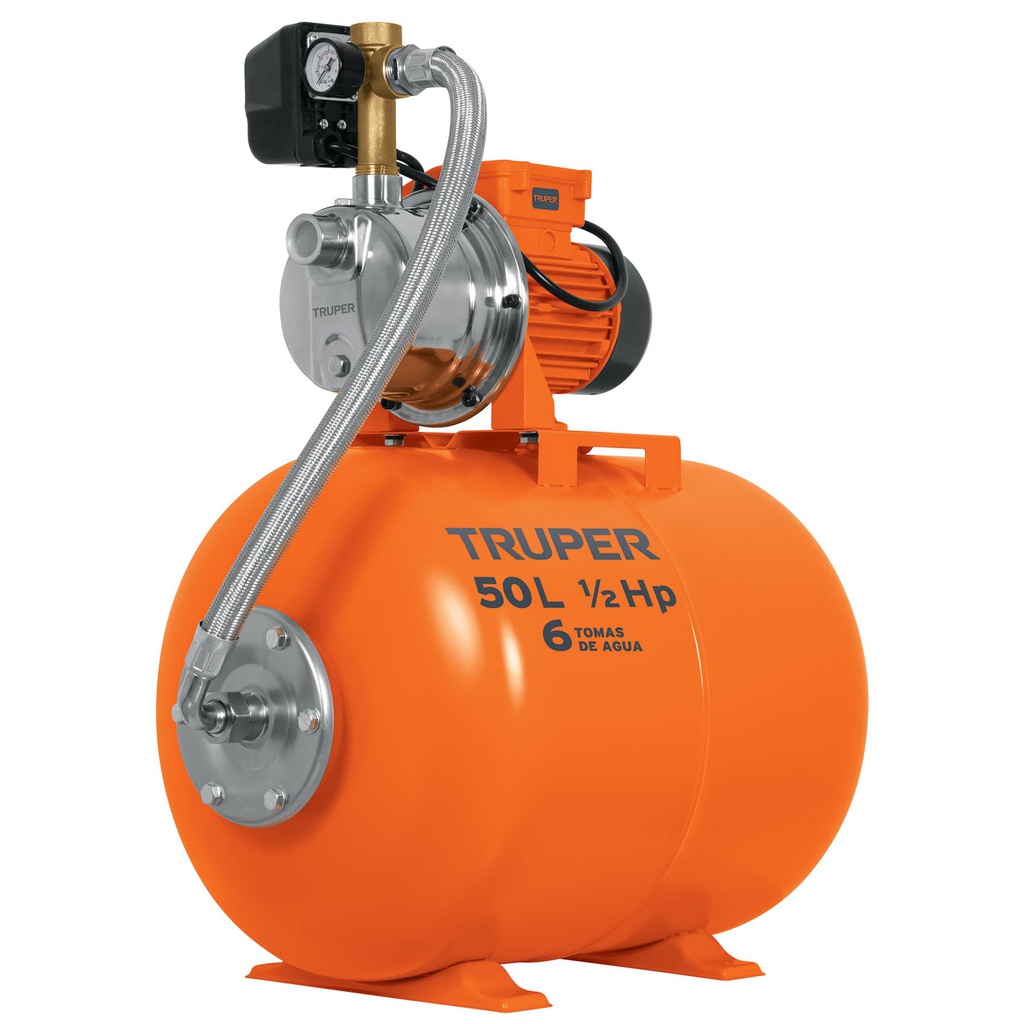 Equipo hidroneumatico 50L, bomba jet 1/2 HP, Truper